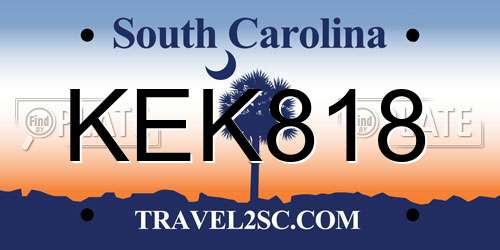 KEK818 South Carolina License Plate