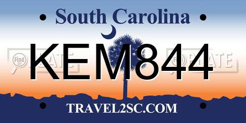 KEM844 South Carolina License Plate