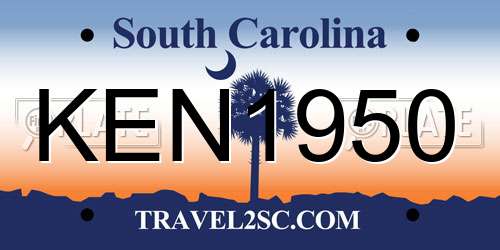 KEN1950 South Carolina License Plate