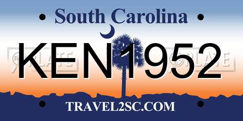 KEN1952 South Carolina License Plate