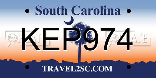 KEP974 South Carolina License Plate