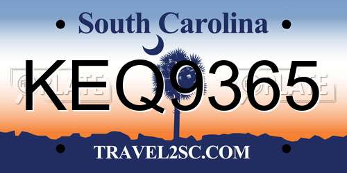 KEQ9365 South Carolina License Plate