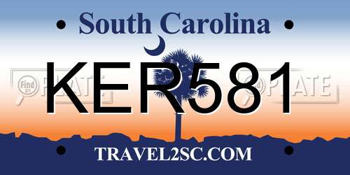 KER581 South Carolina License Plate