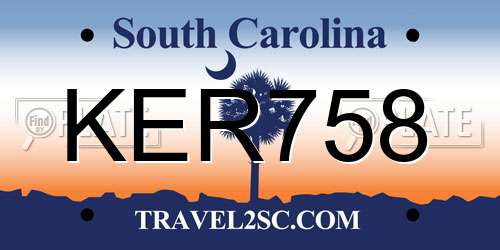 KER758 South Carolina License Plate