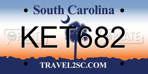 KET682 South Carolina License Plate