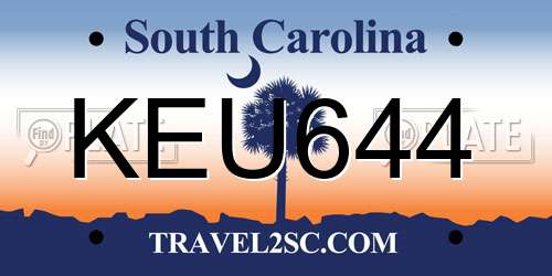 KEU644 South Carolina License Plate