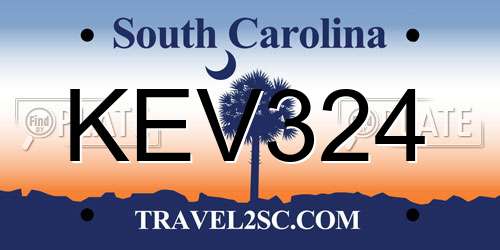 KEV324 South Carolina License Plate