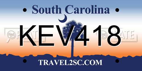 KEV418 South Carolina License Plate