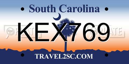 KEX769 South Carolina License Plate