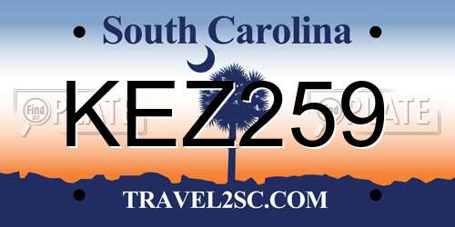 KEZ259 South Carolina License Plate