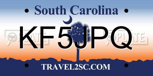 KF5JPQ South Carolina License Plate