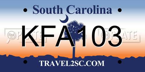 KFA103 South Carolina License Plate