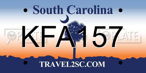 KFA157 South Carolina License Plate