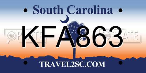 KFA863 South Carolina License Plate