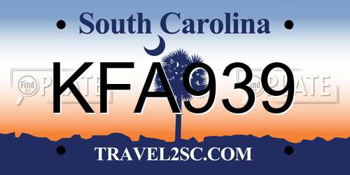 KFA939 South Carolina License Plate