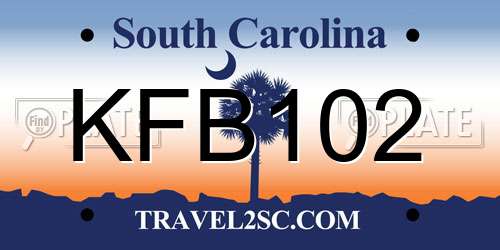KFB102 South Carolina License Plate
