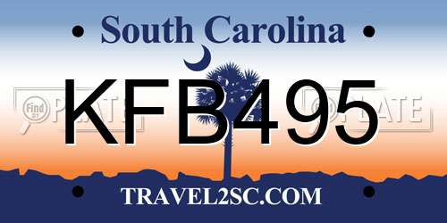 KFB495 South Carolina License Plate