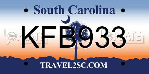 KFB933 South Carolina License Plate