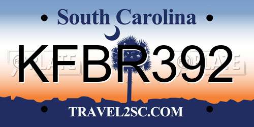 KFBR392 South Carolina License Plate
