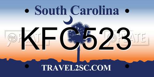 KFC523 South Carolina License Plate