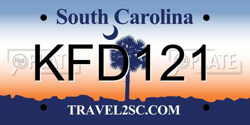 KFD121 South Carolina License Plate