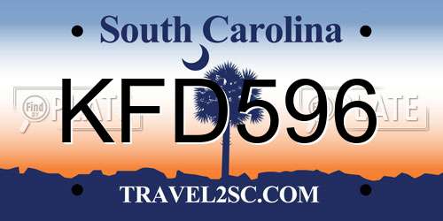 KFD596 South Carolina License Plate