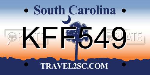 KFF549 South Carolina License Plate