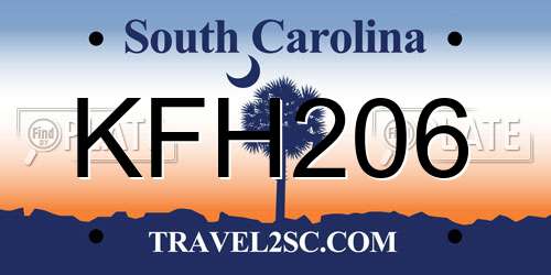 KFH206 South Carolina License Plate