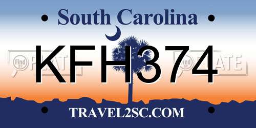 KFH374 South Carolina License Plate