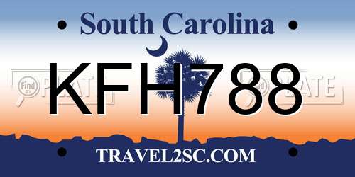 KFH788 South Carolina License Plate