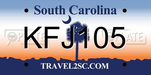KFJ105 South Carolina License Plate