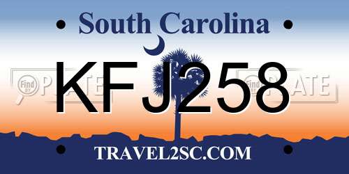 KFJ258 South Carolina License Plate
