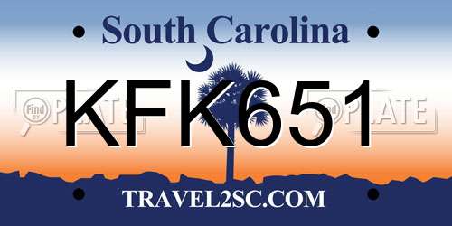 KFK651 South Carolina License Plate