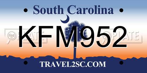 KFM952 South Carolina License Plate