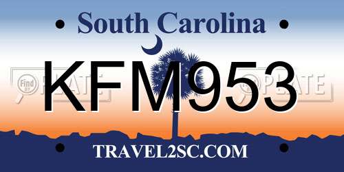 KFM953 South Carolina License Plate