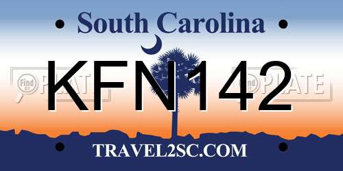 KFN142 South Carolina License Plate