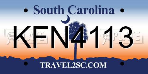 KFN4113 South Carolina License Plate