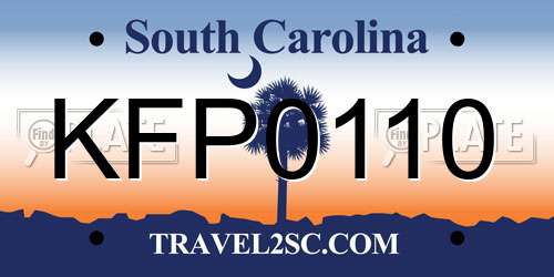 KFP0110 South Carolina License Plate