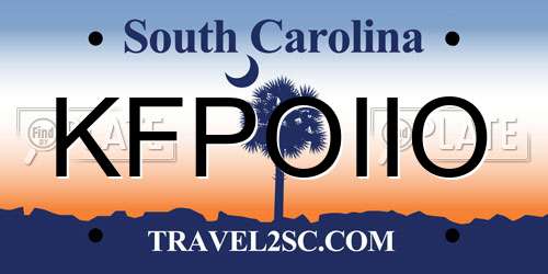 KFPOIIO South Carolina License Plate