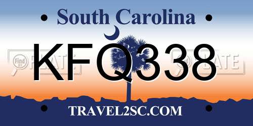 KFQ338 South Carolina License Plate