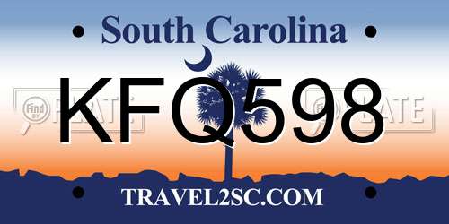 KFQ598 South Carolina License Plate