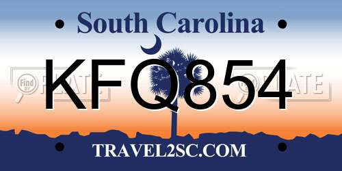 KFQ854 South Carolina License Plate