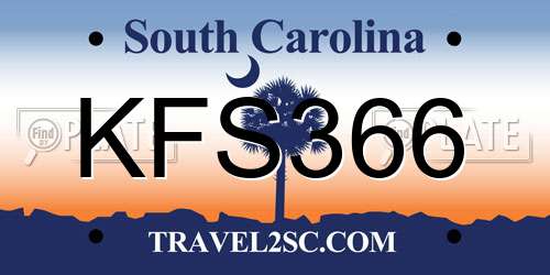 KFS366 South Carolina License Plate