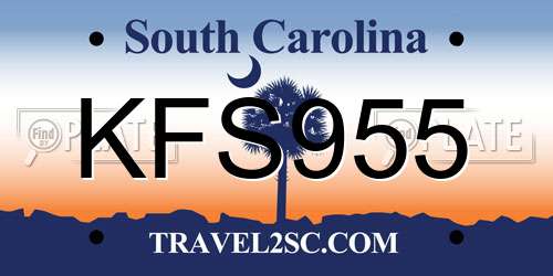 KFS955 South Carolina License Plate