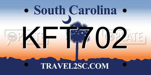 KFT702 South Carolina License Plate