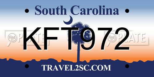 KFT972 South Carolina License Plate