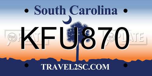 KFU870 South Carolina License Plate
