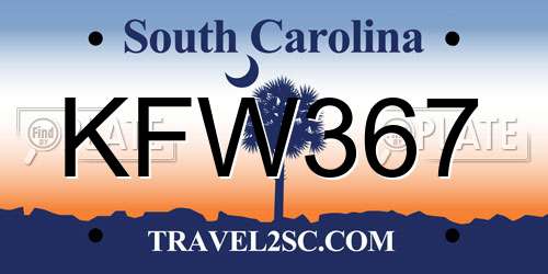 KFW367 South Carolina License Plate
