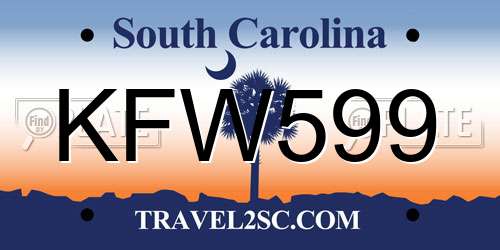 KFW599 South Carolina License Plate
