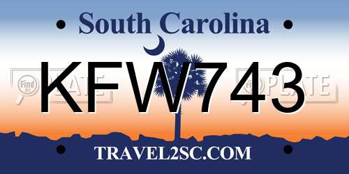KFW743 South Carolina License Plate